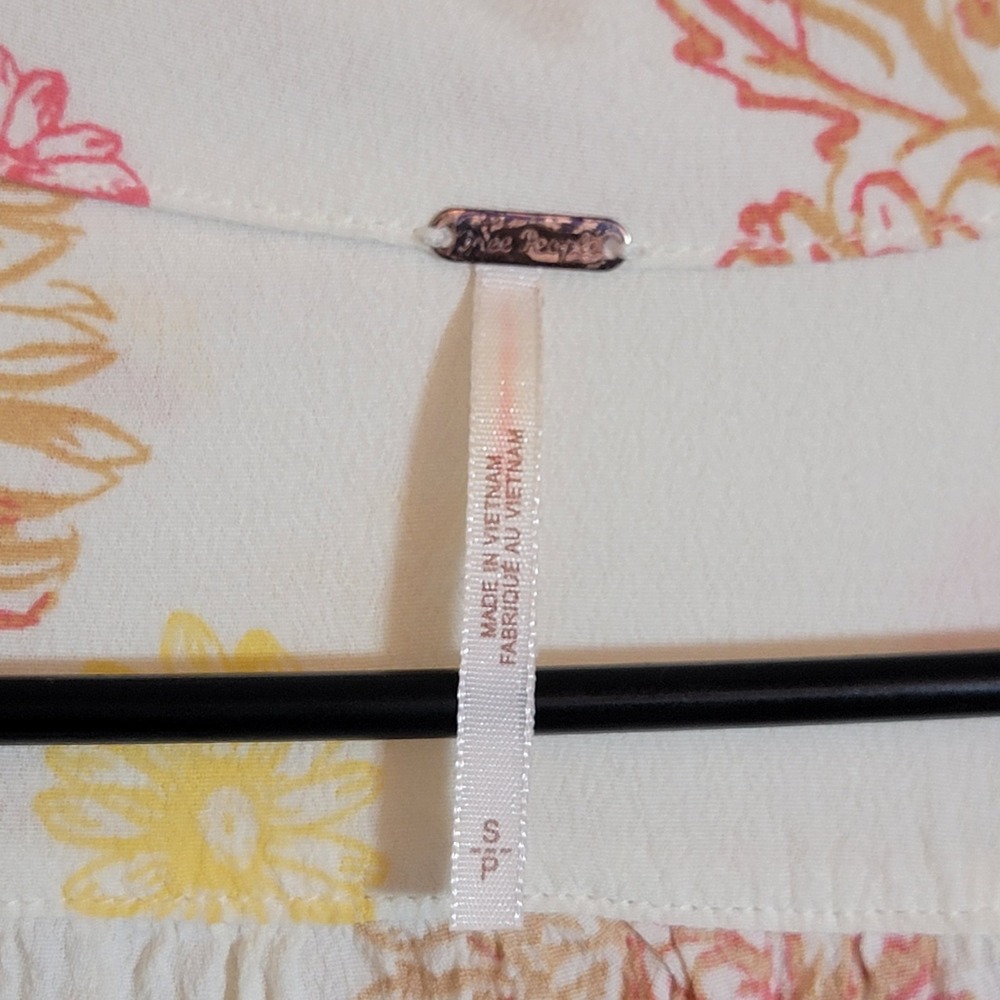 Free People Cream Mini Dress with Pink and Yellow Floral Motif - Picture 8 of 12
